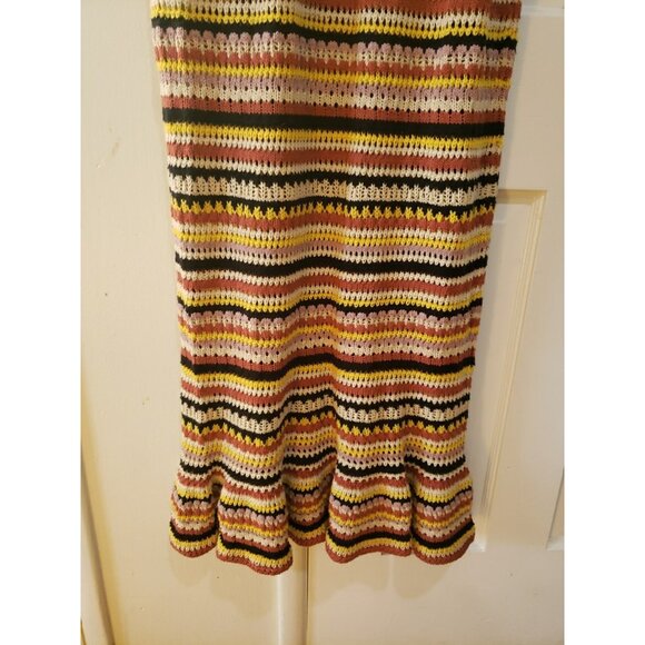 Vintage Crochet Maxi Dress Y2K XS Ruffle V Neck Beach Cottagecore Festival Boho - Picture 7 of 7